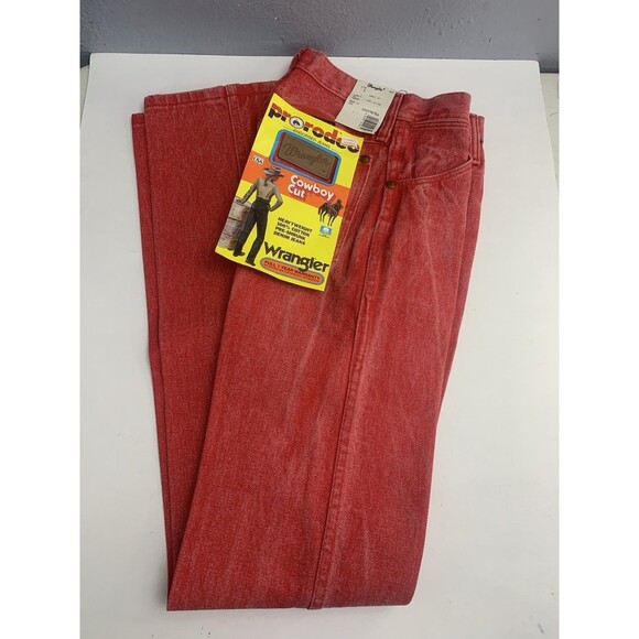 Wrangler Denim - VTG Wrangler Women’s Jeans 1 x 34 Cowboy Cut Western Acid Wash Red-Orange Rodeo